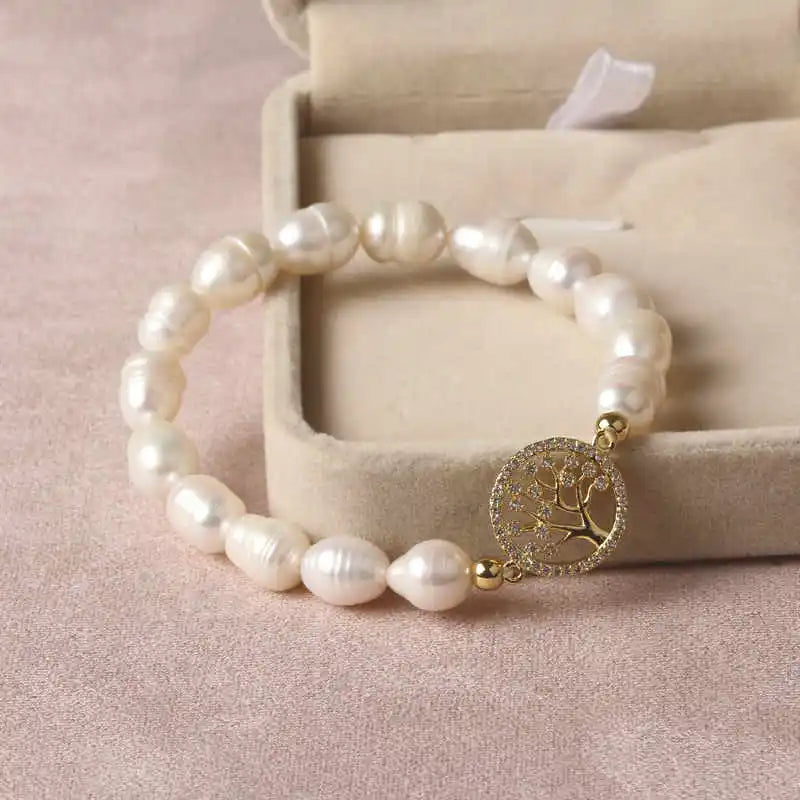 Natural Freshwater Pearl Hamsa Hand Turkish Blue Evil Eye Bracelets Bangle With Cubic Zirconium For Women Charms Jewelry Making