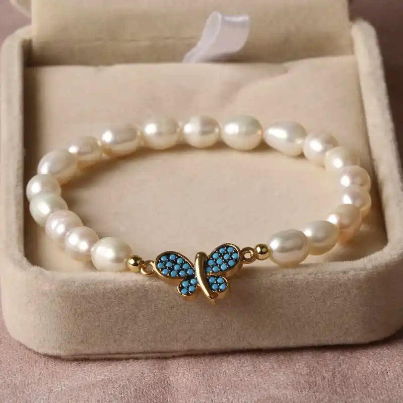 Natural Freshwater Pearl Hamsa Hand Turkish Blue Evil Eye Bracelets Bangle With Cubic Zirconium For Women Charms Jewelry Making