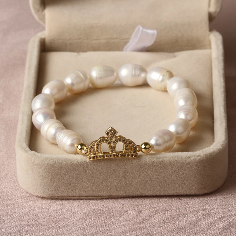 Natural Freshwater Pearl Hamsa Hand Turkish Blue Evil Eye Bracelets Bangle With Cubic Zirconium For Women Charms Jewelry Making