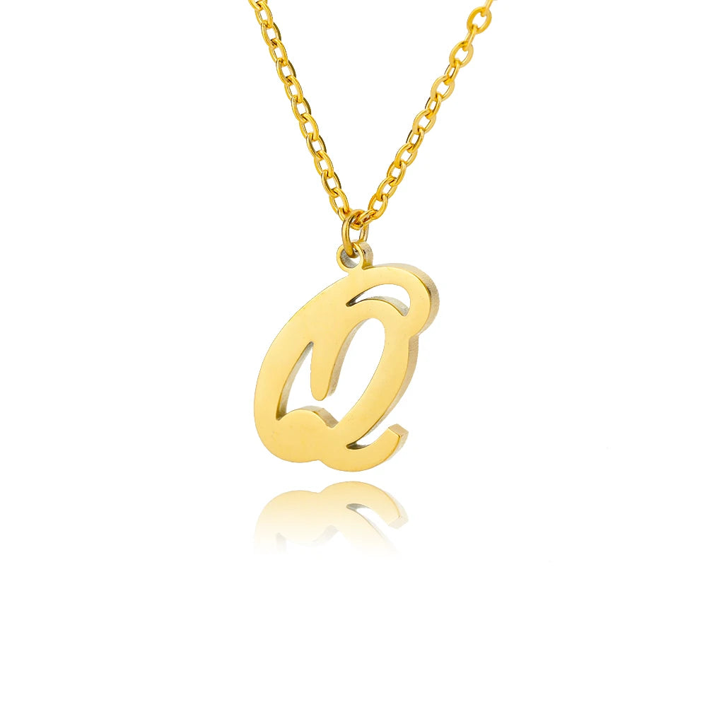 Dainty Initial Letter Necklaces For Women Gold Color Minimalist  Stainless Steel Initial Necklace Femme Wedding Jewelry Gift