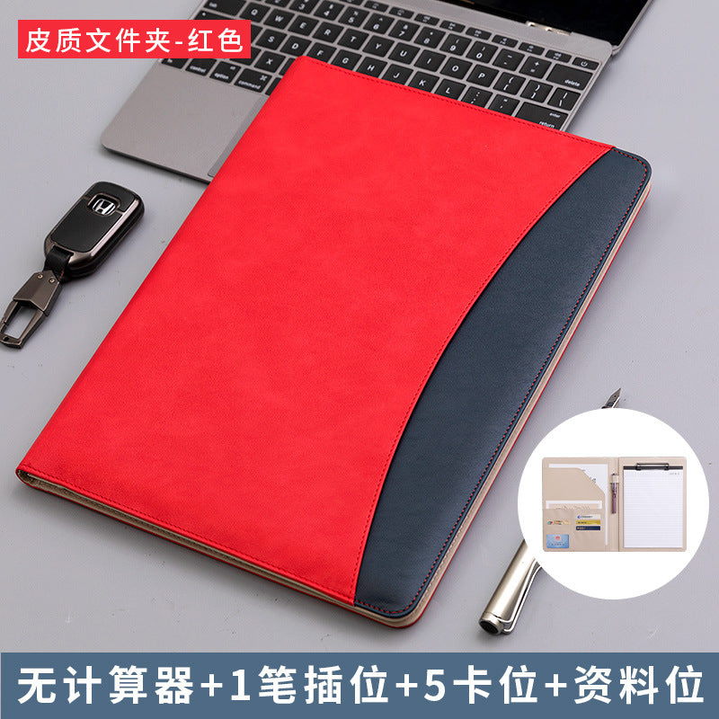 A4 Leather Folder Customized Business Multi-Functional 4S Sales Manager Talks about Single Measuring Room Folder with Calculator Board Clip