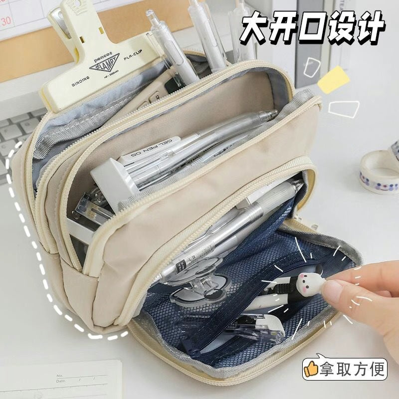 Multi-layer Pencil Case Large Capacity Pencil Case American Junior High School Students Cheap Simple Niche Japanese High-value Ins Premium