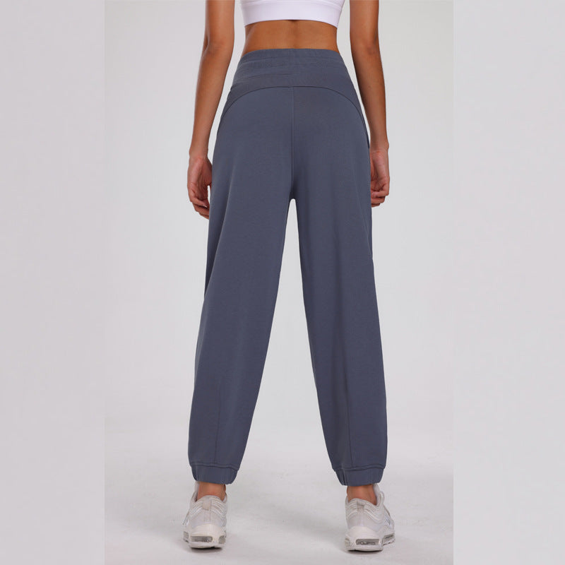 Women's Loose Harem Sports Pants - Korean-Style Drawstring Running Fitness Cropped Pants