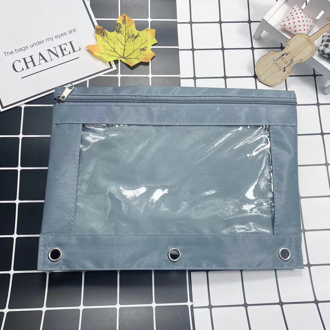 Large Capacity Oxford Cloth Pencil Case - 3-Hole Transparent Colorful Student Stationery Bag