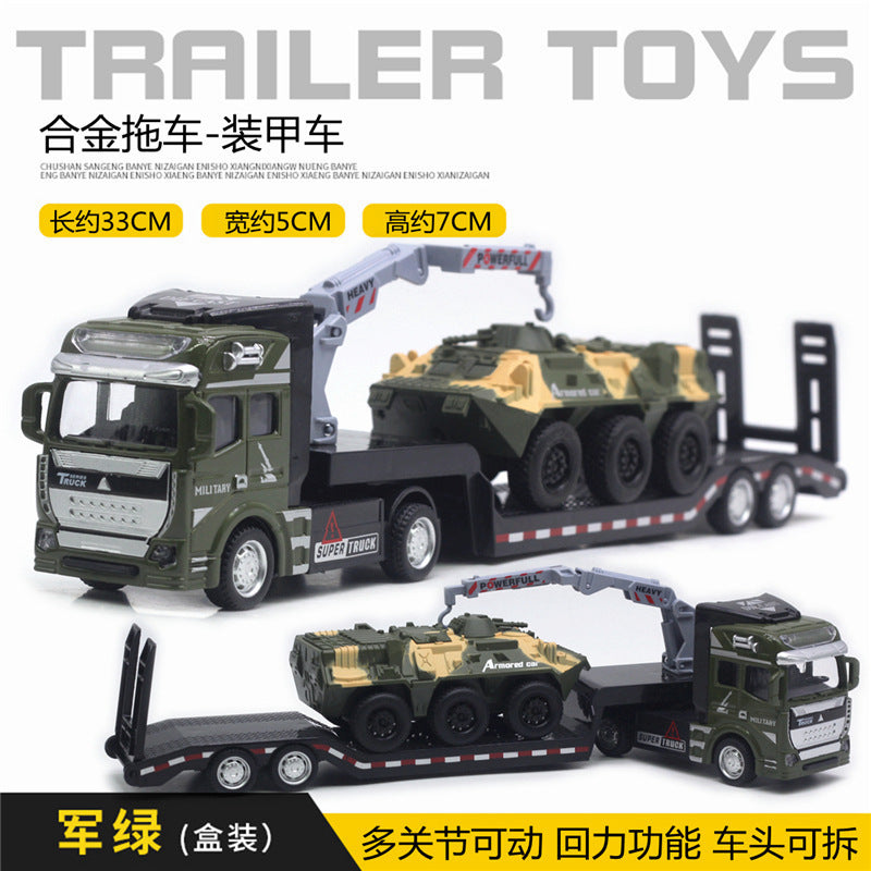 Alloy Pull Back Toy Cars Set - Fire Truck, Tank & Excavator for Kids
