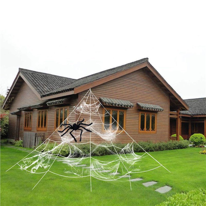 in stock Halloween Triangle Spider Web Super Fan Web Pie Decorative Props for Easter Atmosphere