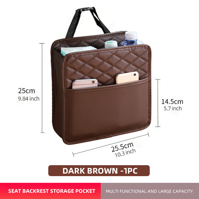 Suede Car Seat Back Storage Bag - Multi-Compartment Cup & Item Organizer