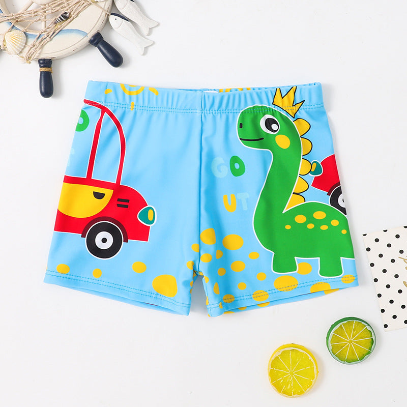 Boys Cartoon Swim Trunks - Quick-Dry Flat-Corner Swimwear for Kids (Small to Large)