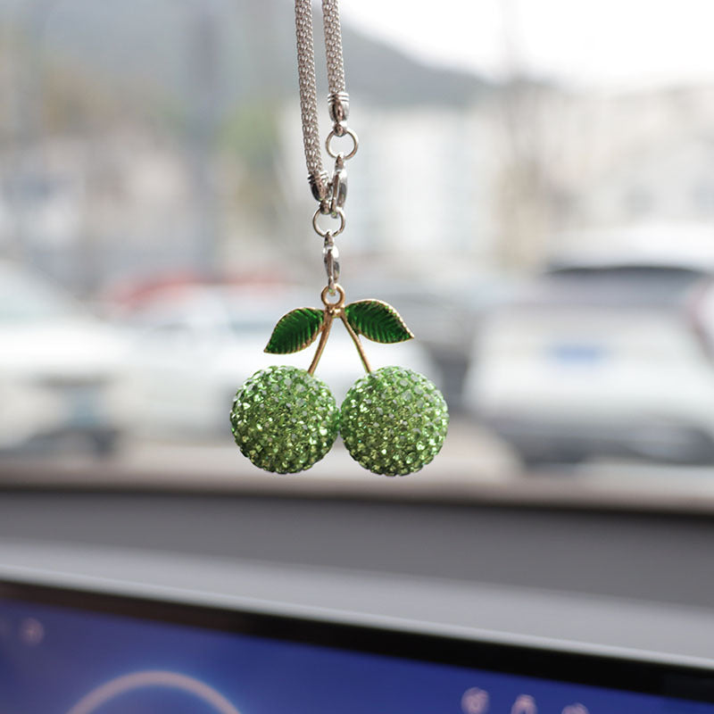 Cherry & Strawberry Rhinestone Car Pendant - Interior Decoration Accessory