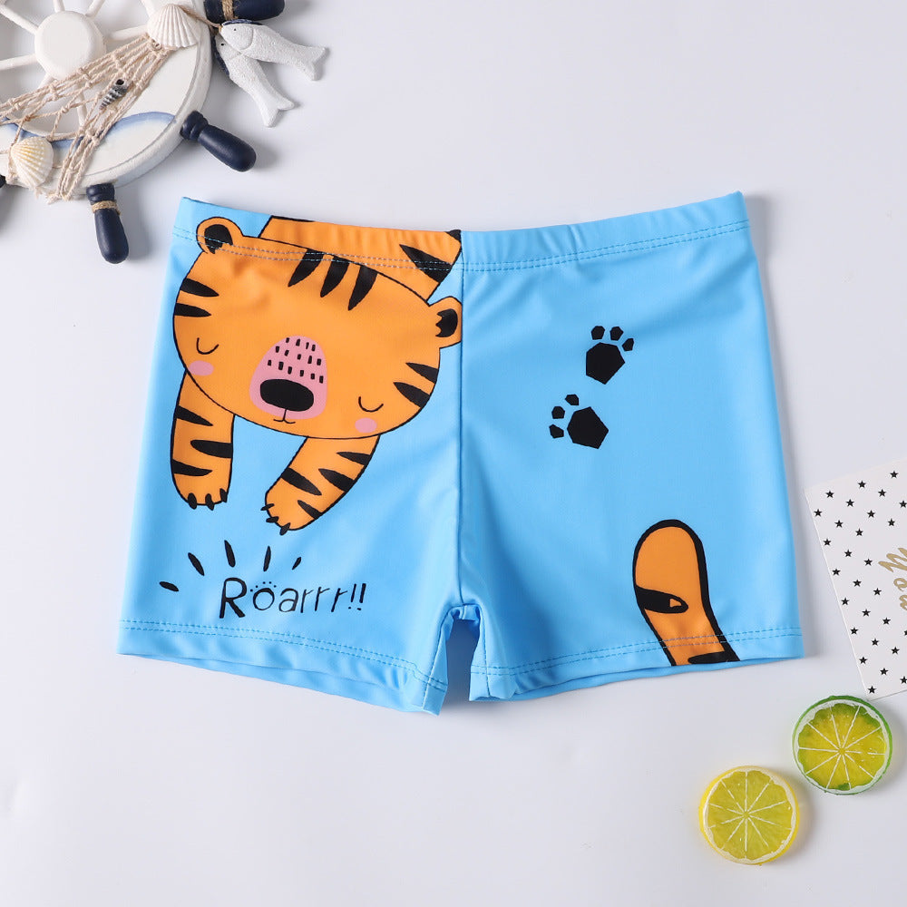 Boys Cartoon Swim Trunks - Quick-Dry Flat-Corner Swimwear for Kids (Small to Large)