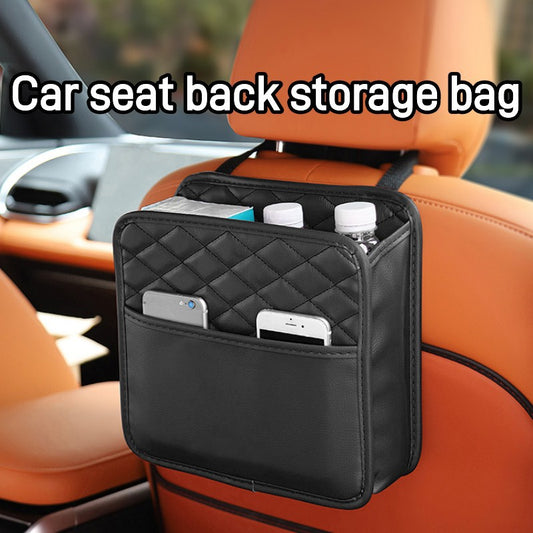 Suede Car Seat Back Storage Bag - Multi-Compartment Cup & Item Organizer