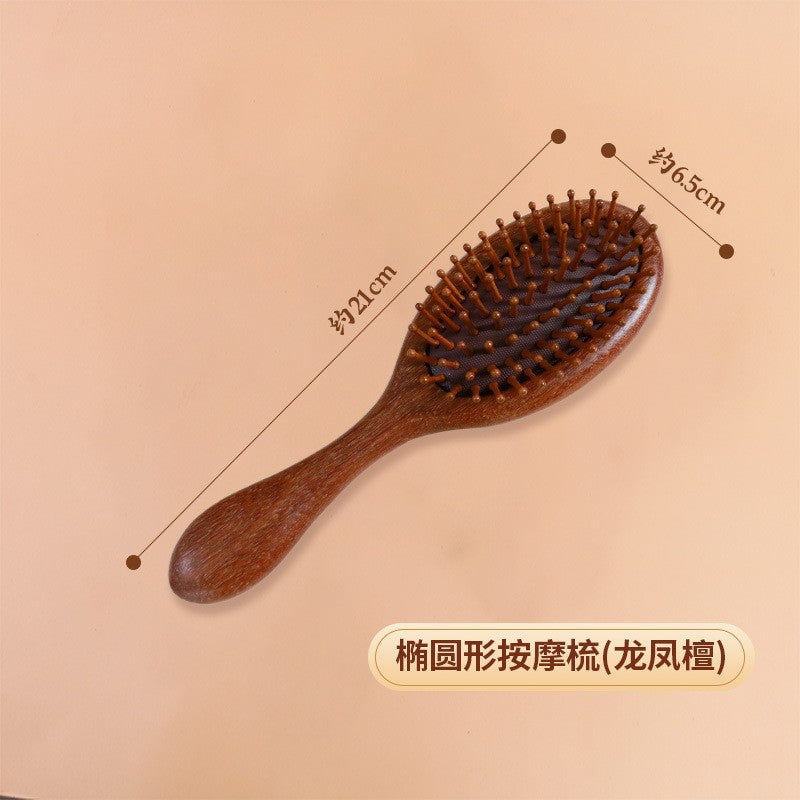 Sandalwood Massage Comb, Meridian Comb, Wide-Tooth Comb, Hair Therapy Tool, Five-Tooth Comb, Wooden Comb, Meridian Massage Comb for Home Use