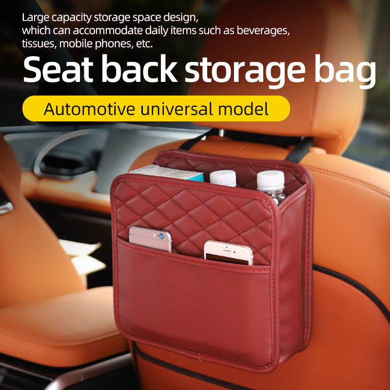Suede Car Seat Back Storage Bag - Multi-Compartment Cup & Item Organizer