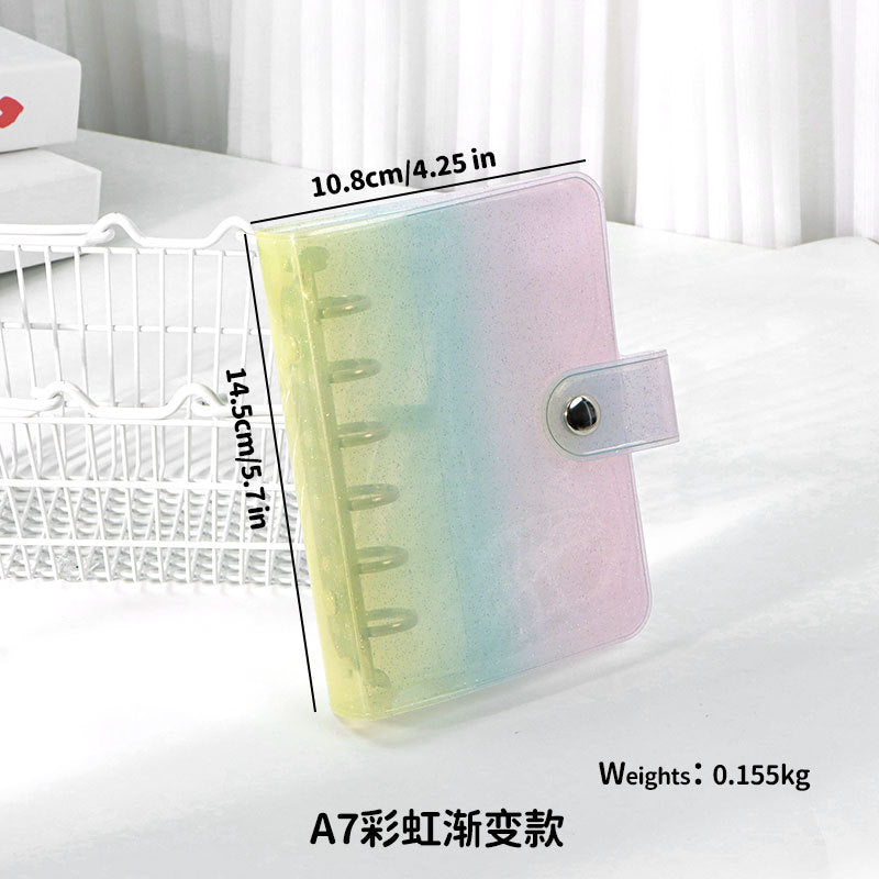 Little Red Book Hot Sale Original Mini 6 Hole Binder A7 Hand Book Shell PP Shell PVC Transparent Glitter Cover