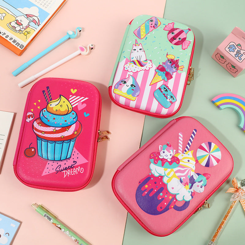 Student Cartoon Stationery Box Large Capacity Storage Box 3D Stationery Bag Cute Pencil Box Creative Pencil Bag