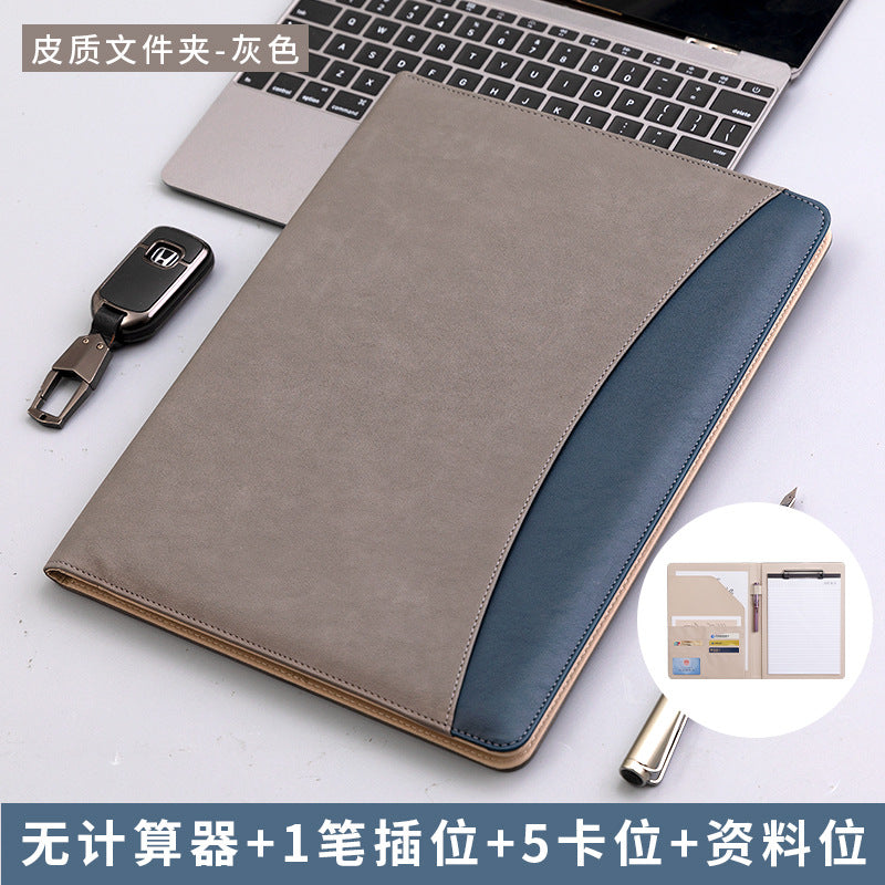 A4 Leather Folder Customized Business Multi-Functional 4S Sales Manager Talks about Single Measuring Room Folder with Calculator Board Clip