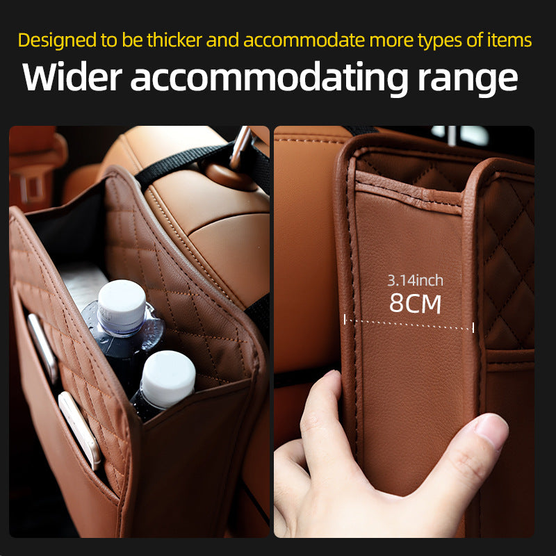 Suede Car Seat Back Storage Bag - Multi-Compartment Cup & Item Organizer