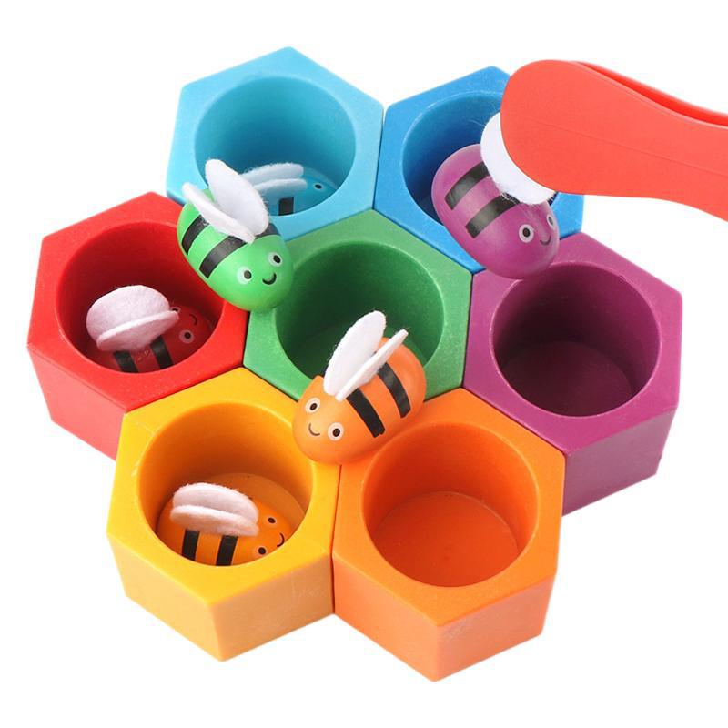 Children's Catching Bees Montessori Hive Game Children's Fine Movements Hand-Eye Coordination Color Cognitive Toy