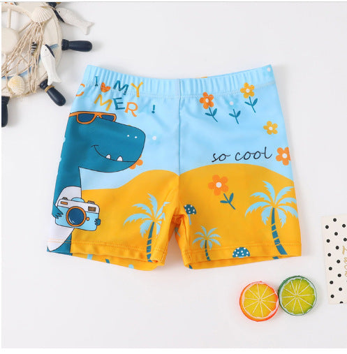 Boys Cartoon Swim Trunks - Quick-Dry Flat-Corner Swimwear for Kids (Small to Large)