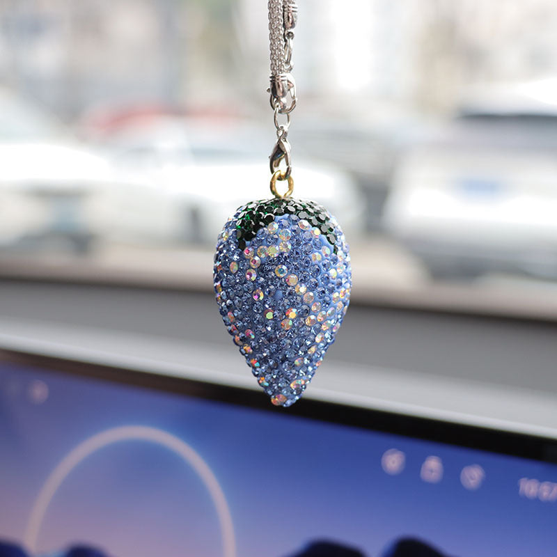 Cherry & Strawberry Rhinestone Car Pendant - Interior Decoration Accessory