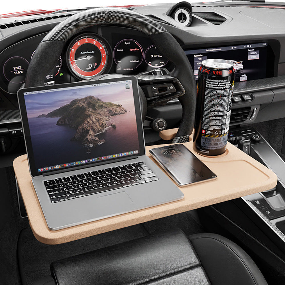 Portable Car Steering Wheel Dining Table - Foldable Beverage Tray & Dinner Plate