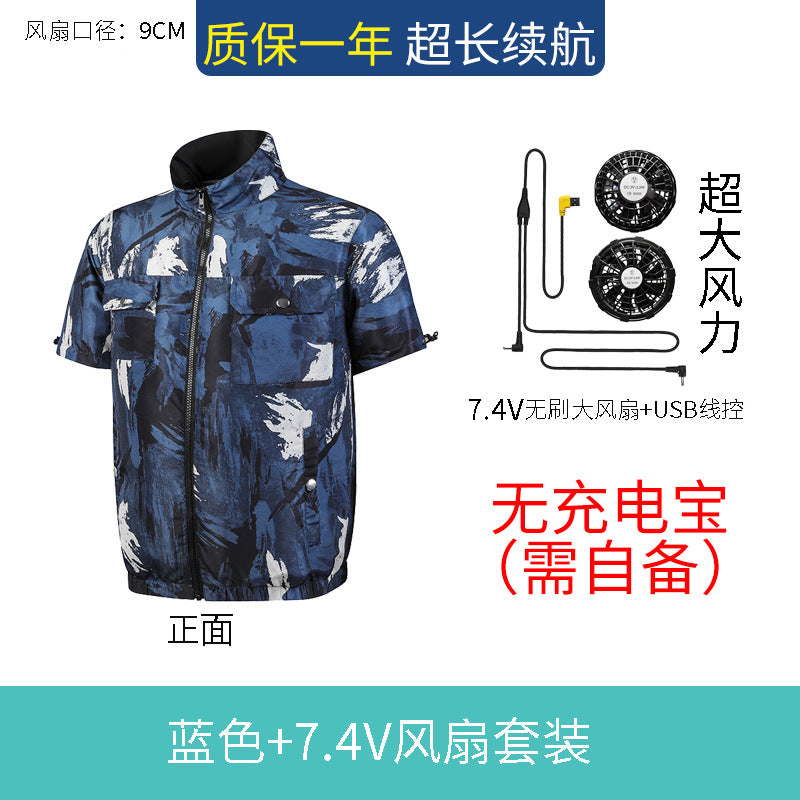 2022 summer new fan clothing air conditioning clothing with fan clothing sunscreen cooling workshop work site clothing jacket