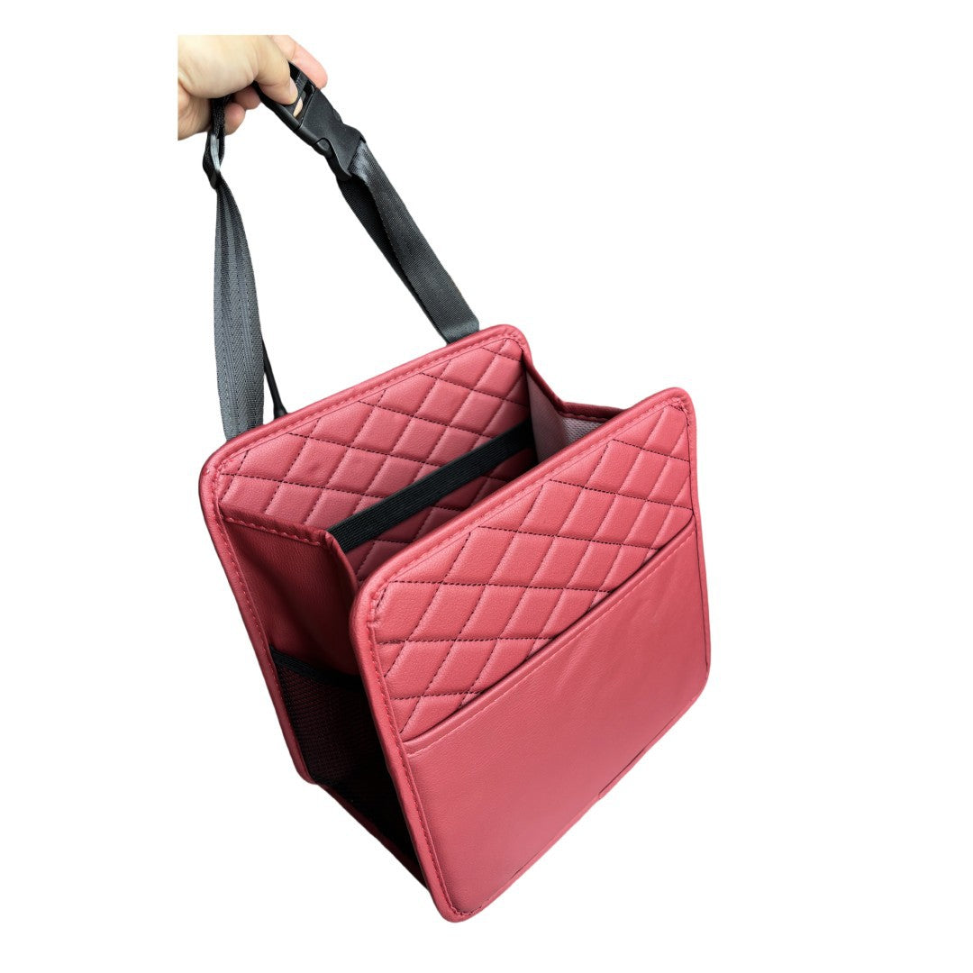 Suede Car Seat Back Storage Bag - Multi-Compartment Cup & Item Organizer