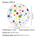 New Simple Rainbow Dot Birthday Theme Party Disposable Decorative Tableware Paper Plate Tablecloth Decorative suit Products