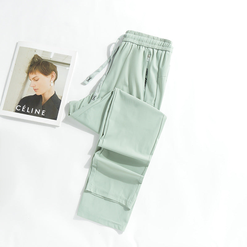 Summer New Ice Silk Pants Quick-Drying Breathable Nylon Unisex Elastic Soft Wrinkle-Resistant Cooling Couple Sun Protection Pants