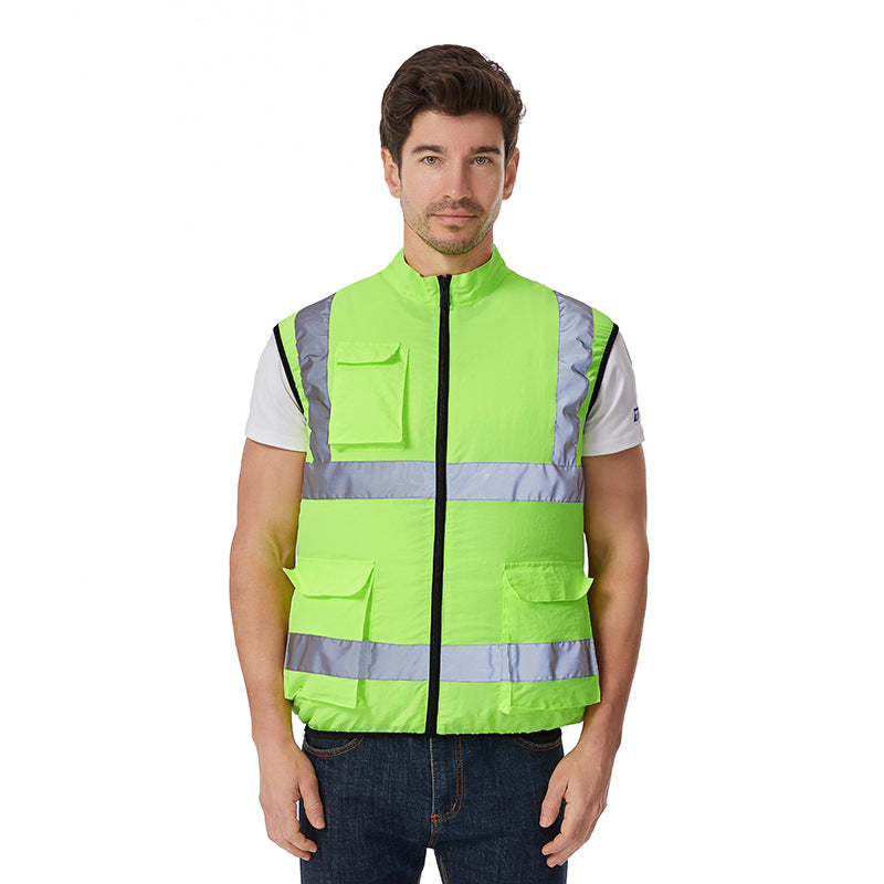 Summer Cooling Air-Conditioned Clothing, Vest, Clothes with Fan Cooling on the Back, Labor Protection Clothing for Welders with Reflective Strips