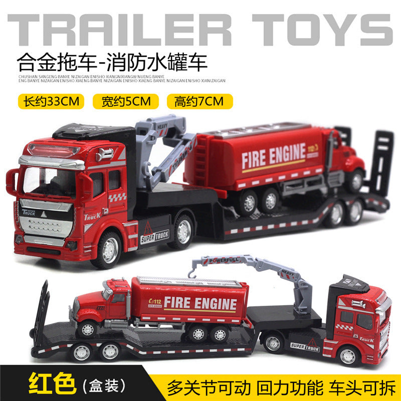Alloy Pull Back Toy Cars Set - Fire Truck, Tank & Excavator for Kids