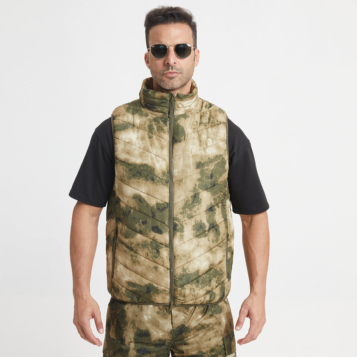 New Men's Vest for Autumn and Winter, Warm American Version, Military Tactical Camouflage, Outdoor Sports, Windproof with Zipper Pockets
