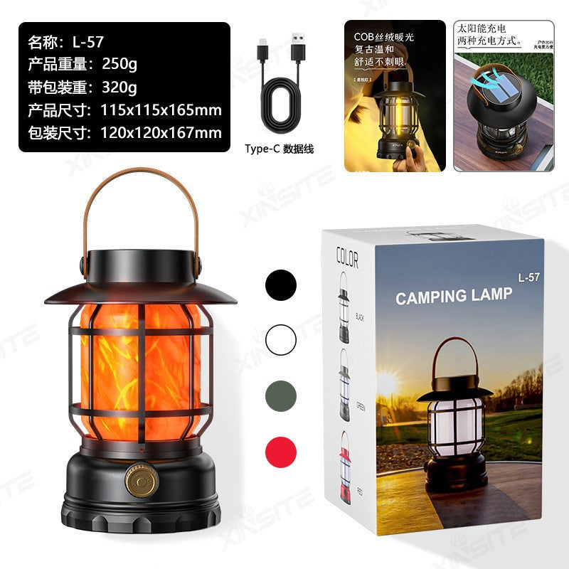 Retro COB Rechargeable Camping Lantern - Portable Multi-Function Tent Light