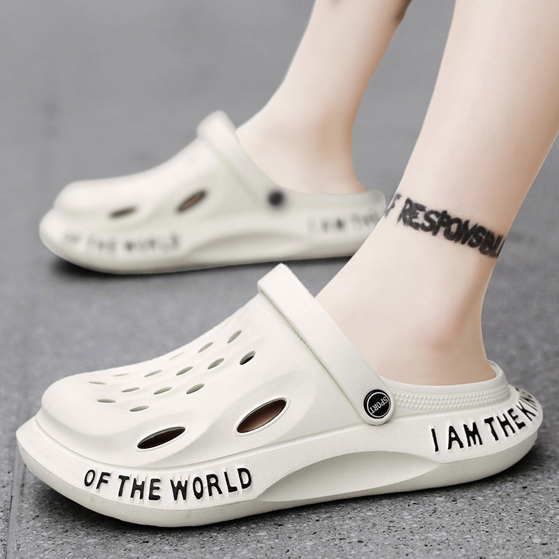 Coconut Hole Shoes Men's Soft-soled Garden Shoes Fashionable All-match Slippers Men's Sandals with Baotou Breathable Beach Shoes for Men