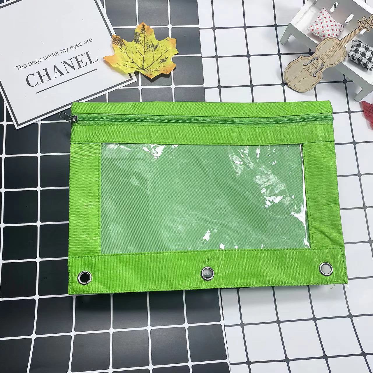Large Capacity Oxford Cloth Pencil Case - 3-Hole Transparent Colorful Student Stationery Bag