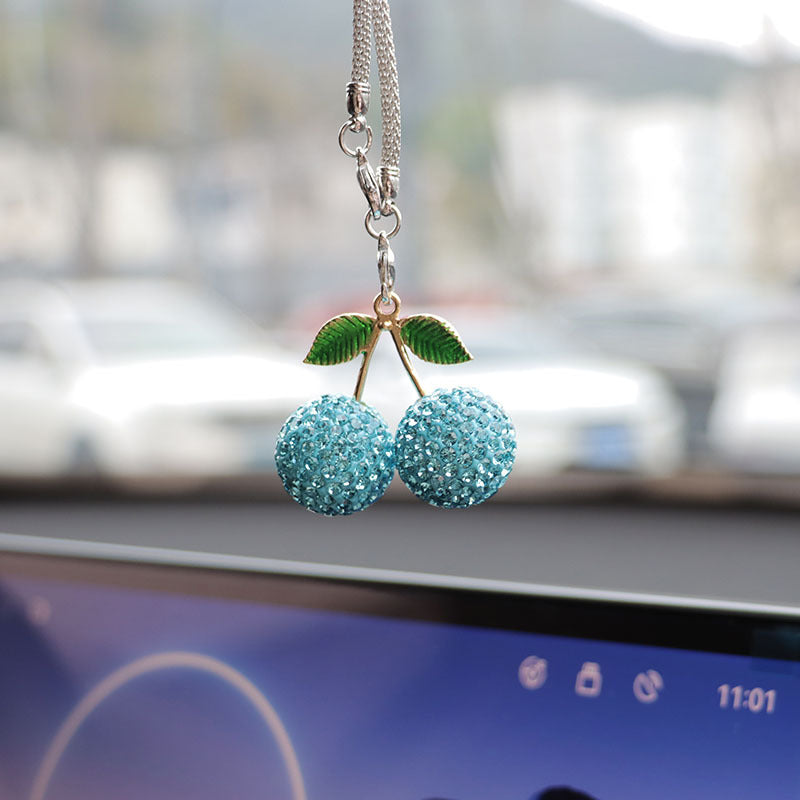 Cherry & Strawberry Rhinestone Car Pendant - Interior Decoration Accessory