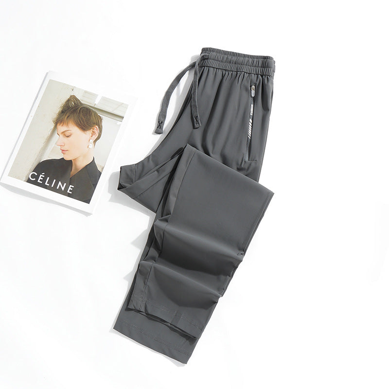 Summer New Ice Silk Pants Quick-Drying Breathable Nylon Unisex Elastic Soft Wrinkle-Resistant Cooling Couple Sun Protection Pants
