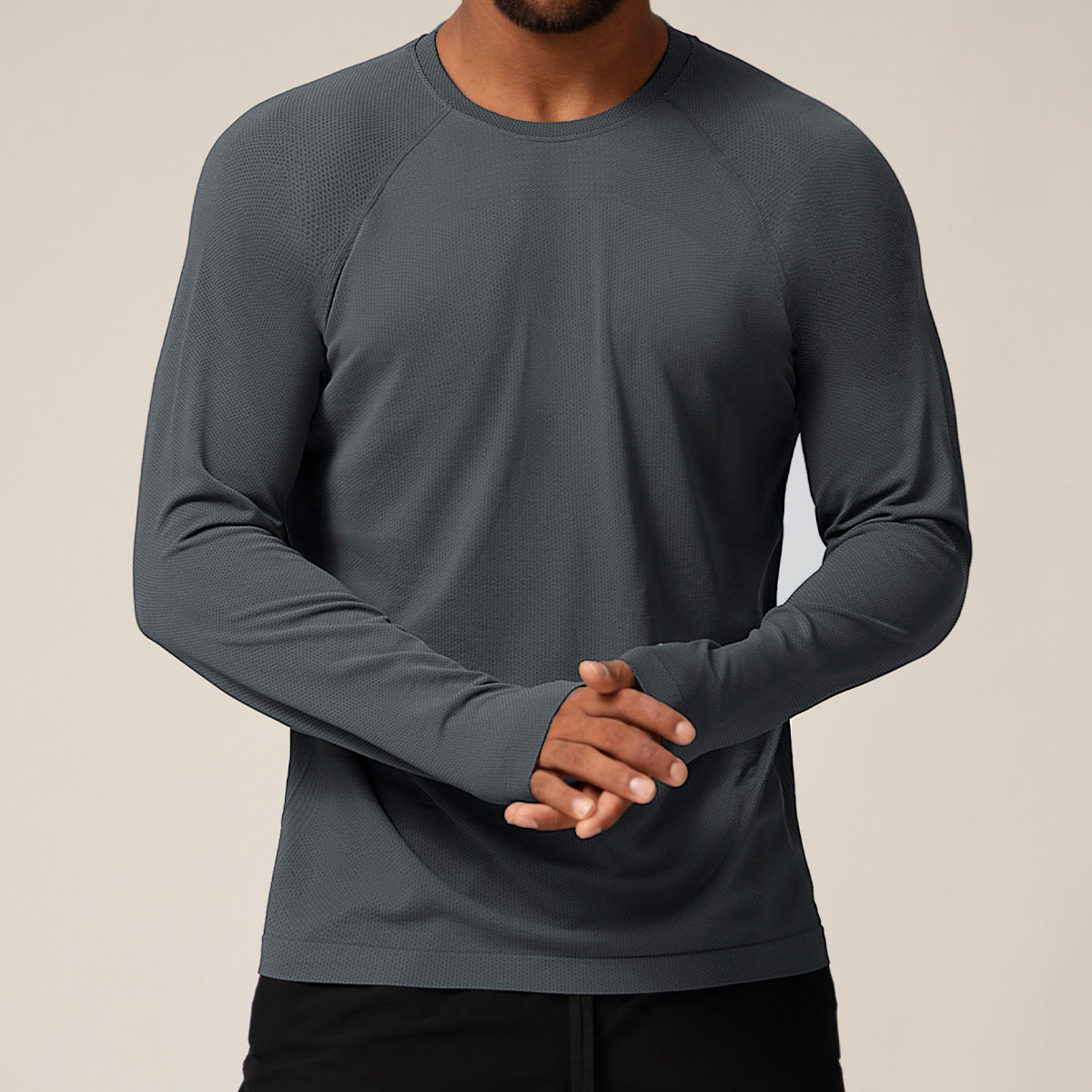 Men's Seamless Quick-Dry Long Sleeve T-Shirt - Moisture-Absorbent Breathable Sports Top