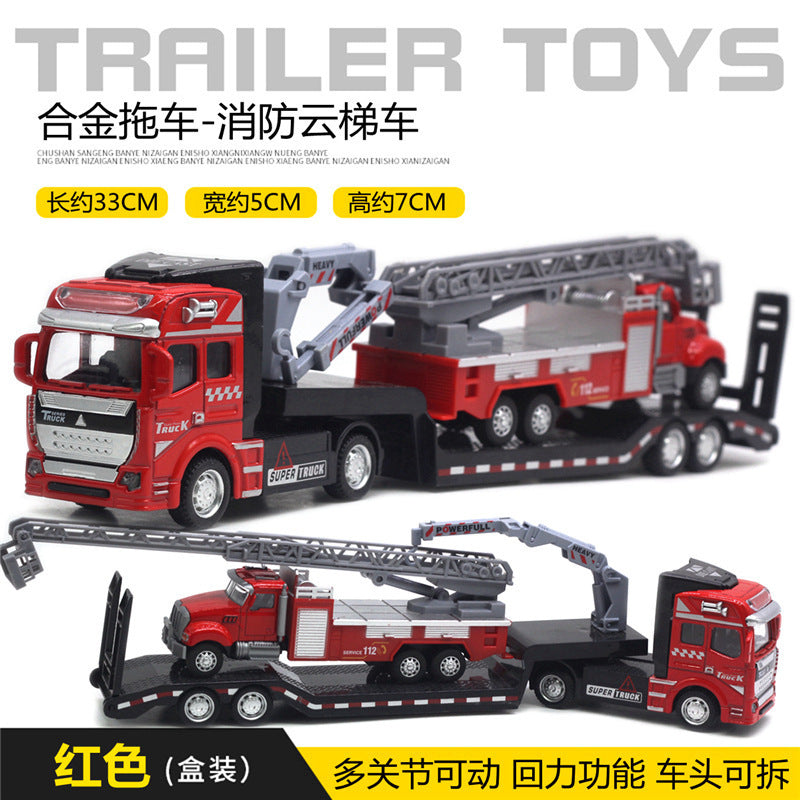 Alloy Pull Back Toy Cars Set - Fire Truck, Tank & Excavator for Kids