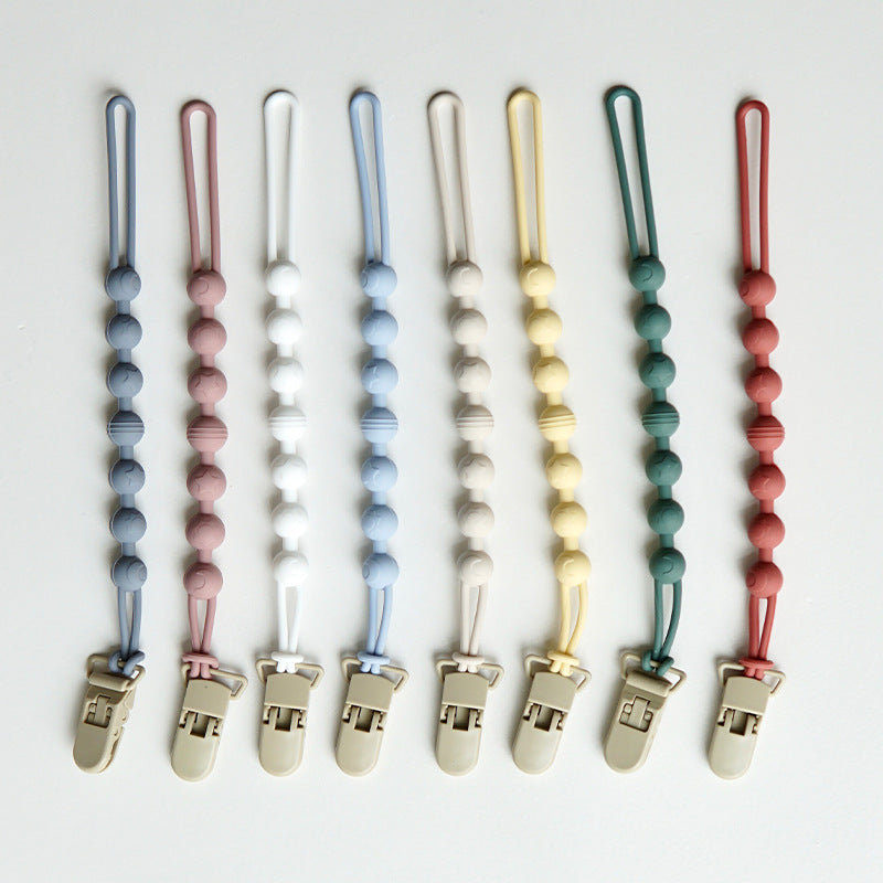 Ins Infant Silicone Pacifier Chain Portable Belt Clip Anti-loss Silicone Chain Baby Packing Gum Lanyard