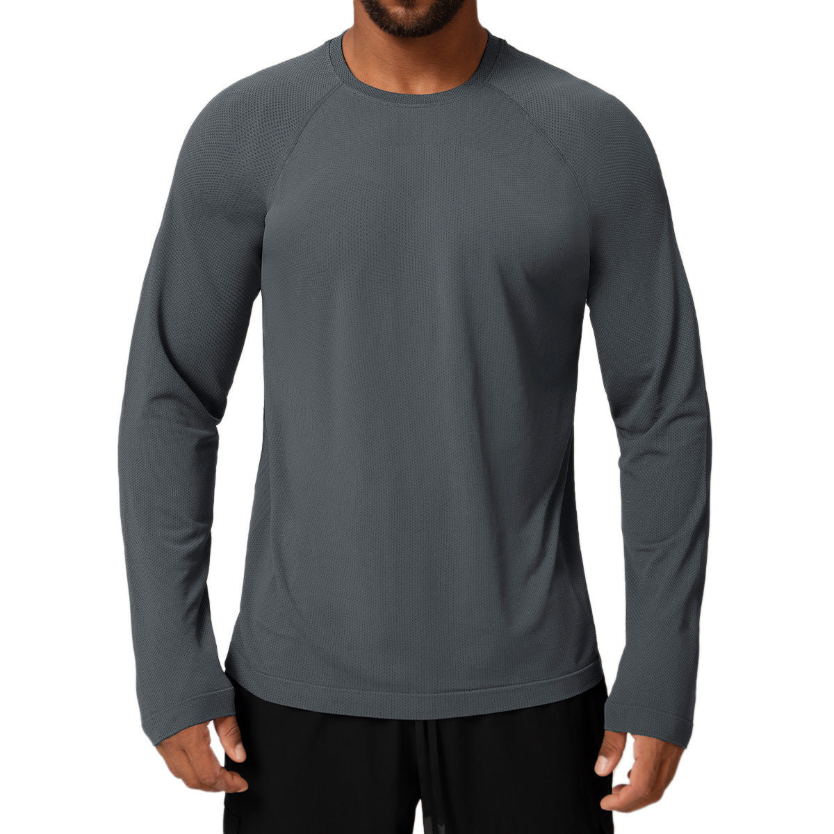 Men's Seamless Quick-Dry Long Sleeve T-Shirt - Moisture-Absorbent Breathable Sports Top