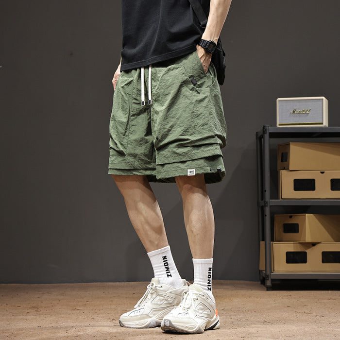 Outdoor Functional Waterproof Quick-Drying Work Shorts Men's Summer Cool Retro Fake Two-Piece Mountain Casual Pants