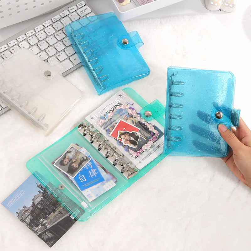Little Red Book Hot Sale Original Mini 6 Hole Binder A7 Hand Book Shell PP Shell PVC Transparent Glitter Cover
