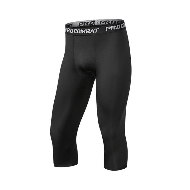Sports Tights Men's High-Elasticity Quick-Drying 7-Point Pants Basketball Fitness Running Training Compression Leggings Summer