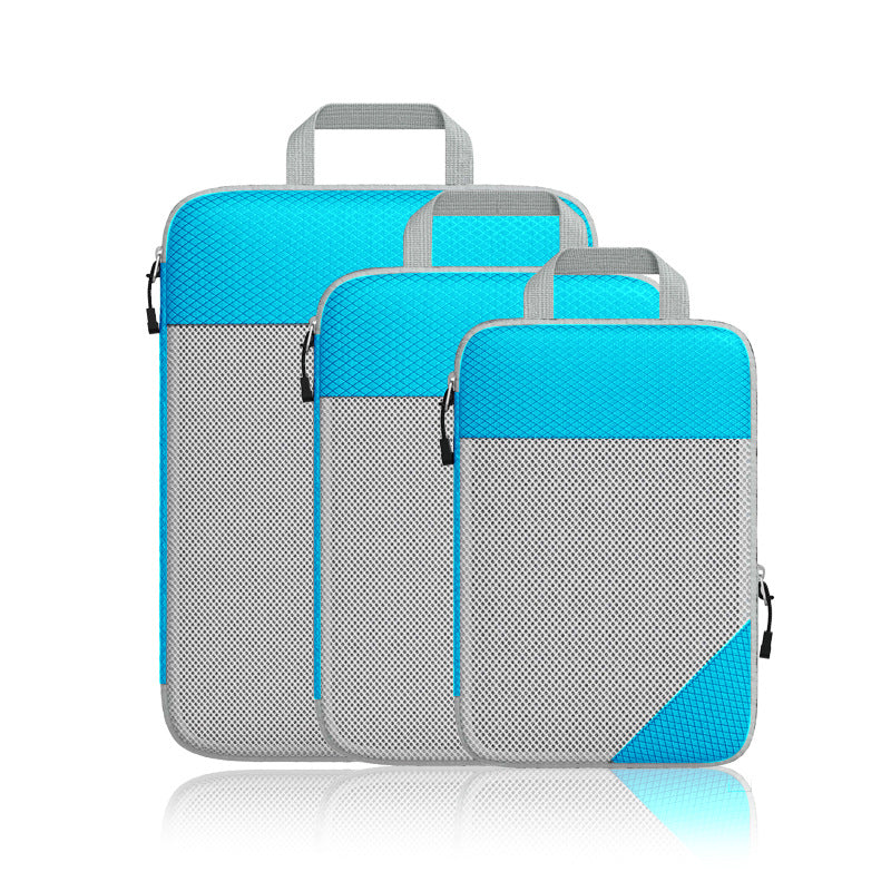 Travel Cosmetics Bag Compressible Foldableable Cosmetics Bag Storage Set Mesh Visible Suitcase Trolley Case Organizer Bag
