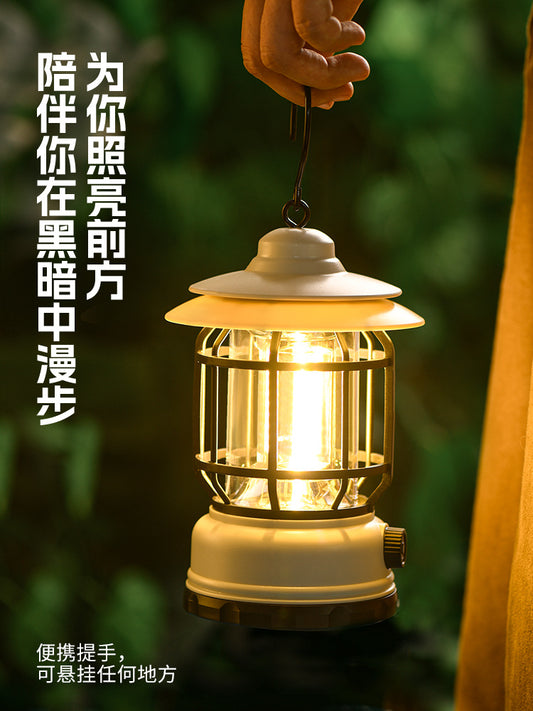 Outdoor Camping Lamp Home Atmosphere Camping Lamp Super Long Endurance Portable Horse Lamp Multifunctional Charging Retro Tent Lamp