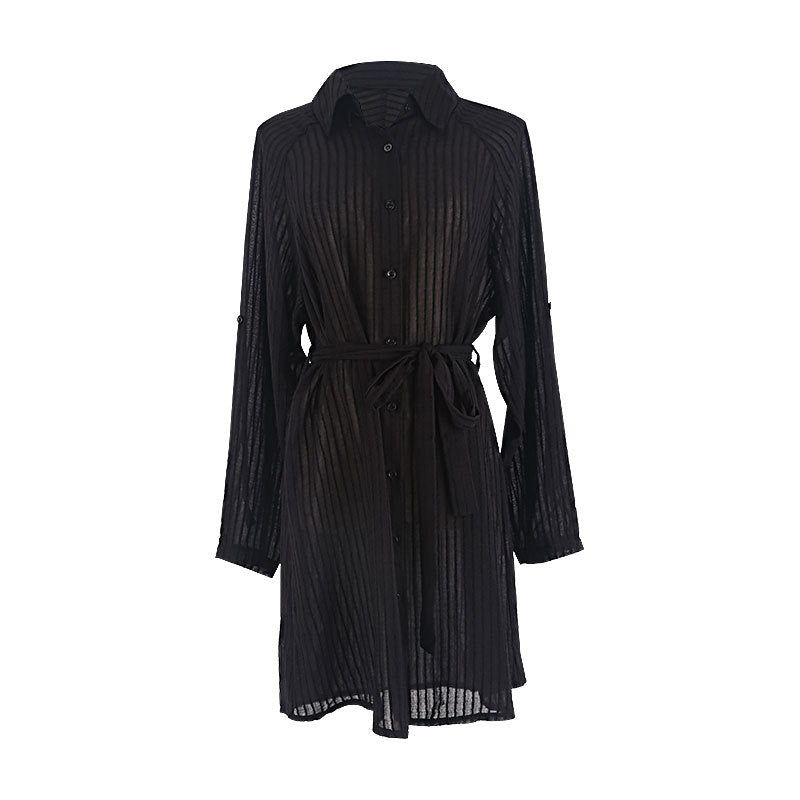 New European and American Shirt Loose Long-sleeved Seaside Vacation Blouse Beach Bikini Jacket Swimwear Cardigan