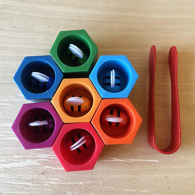 Children's Catching Bees Montessori Hive Game Children's Fine Movements Hand-Eye Coordination Color Cognitive Toy