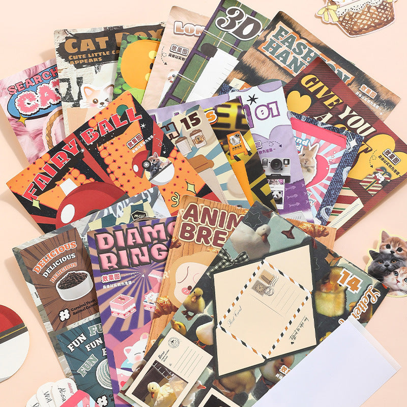 Xinmo Creative Fun Full Set Pet Sticky Notes Journal Drawing Materials DIY Gift Vintage Sticker Set
