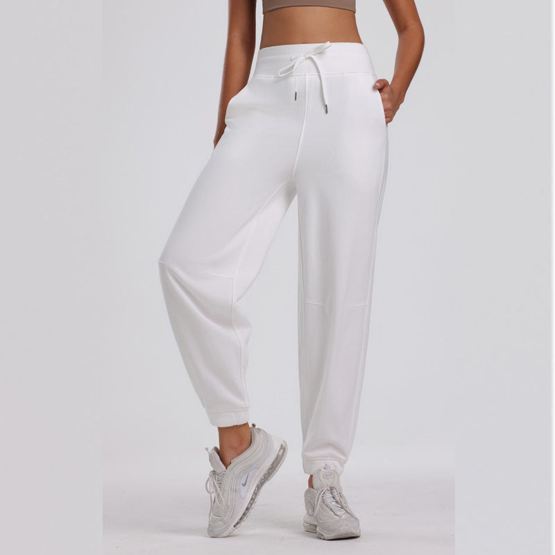 Women's Loose Harem Sports Pants - Korean-Style Drawstring Running Fitness Cropped Pants
